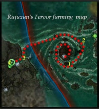 Map with marked important areas in Unwaking Waters